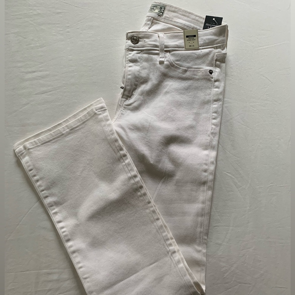 Abercrombie White Low Rise Skinny Boot Jeans